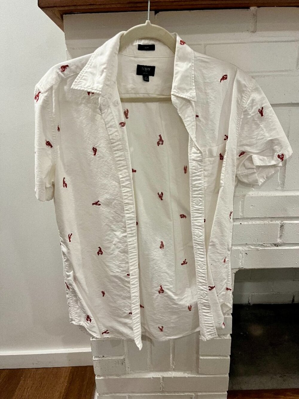 J.Crew Oxford Short Sleeve Button-Down – Lobster Print - Medium Men's